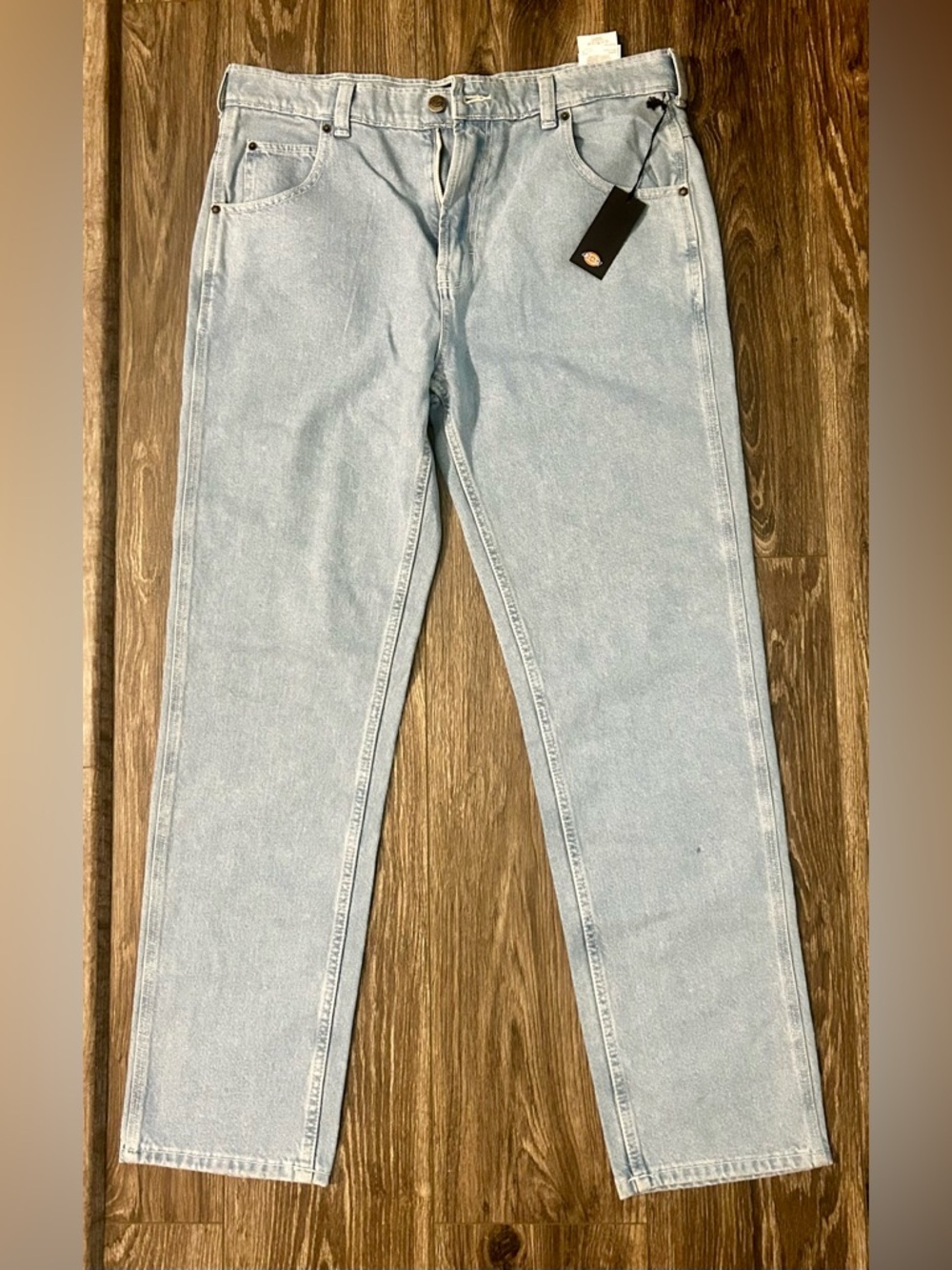 Dickies Light Blue Denim Jeans with Brass Button NWT W34 X L32